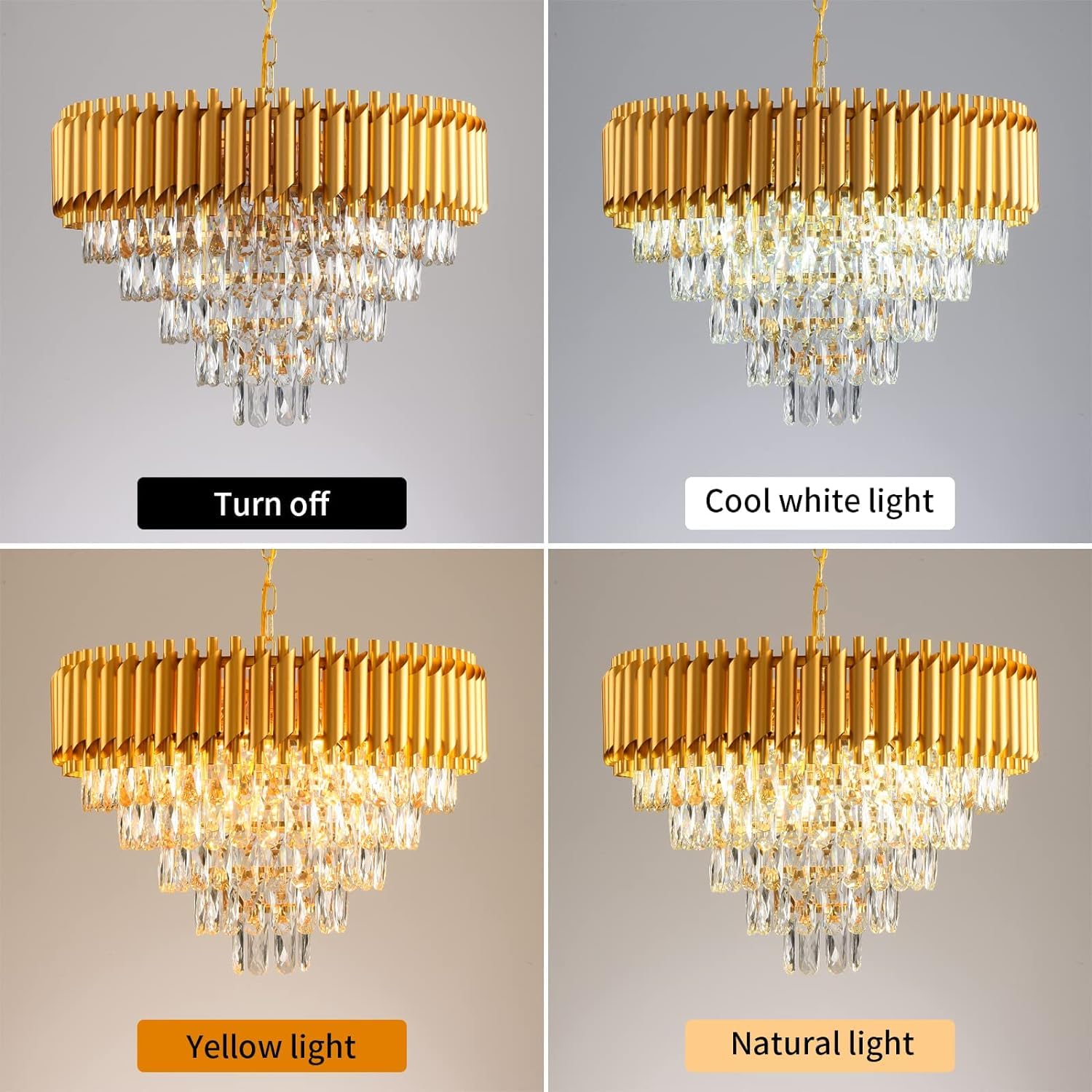 ADWAIT K9 Crystal Gold Chandeliers Light (600mm) 